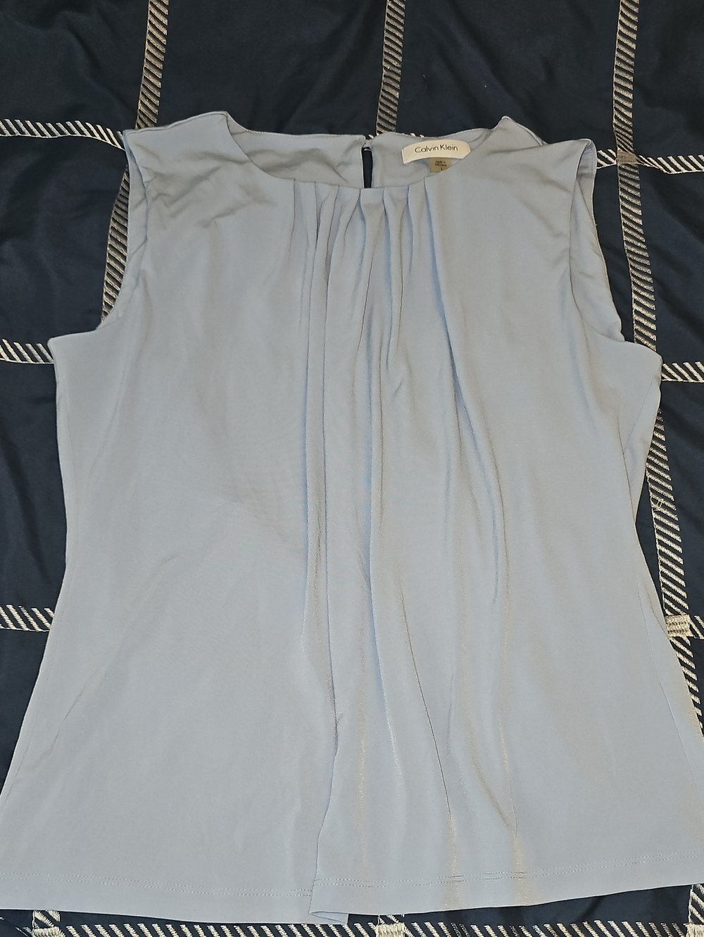 Calvin Klein Pale Blue Pleated Sleeveless Camisole